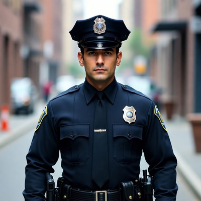 City police officer standing proud