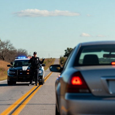 Traffic stop on rural road