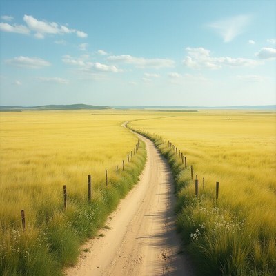 Winding path through golden fields