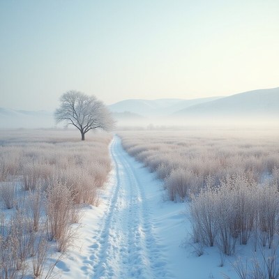 Serene winter landscape with snow