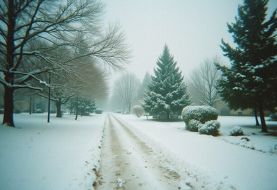 Snowy winter landscape with trees