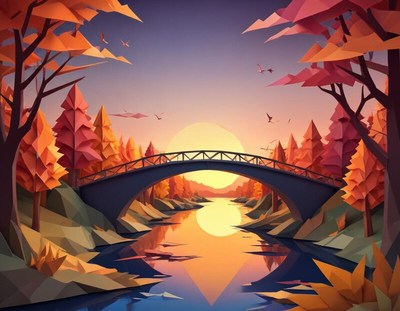 Autumn sunset over tranquil river