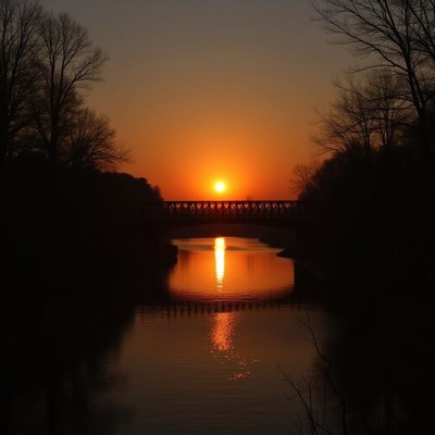 Sunset over the tranquil river