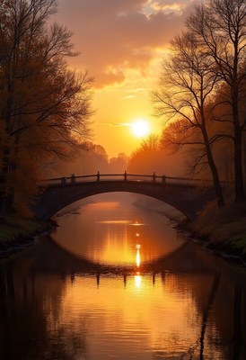 Sunset over the tranquil river