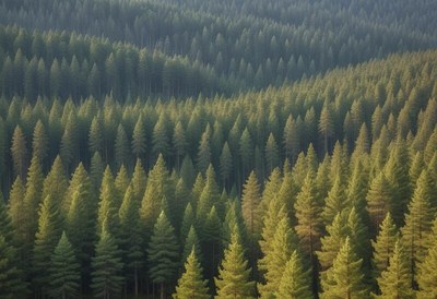 Lush forest landscape in golden light