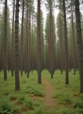 Tall trees in a quiet forest