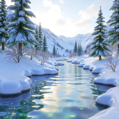 Winter scene by serene river