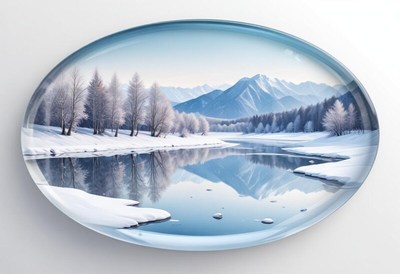 Serene winter landscape with mountains