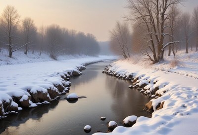Winter serenity by the river
