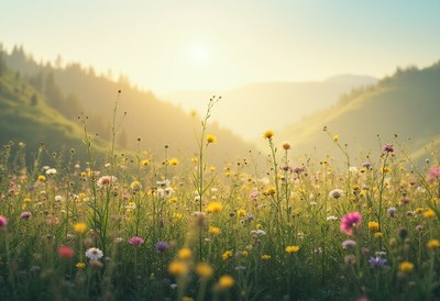 Colorful wildflowers in a sunny meadow