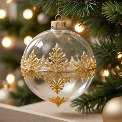 Decorative gold christmas ornament hanging
