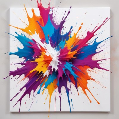 Colorful paint splash artwork on canvas