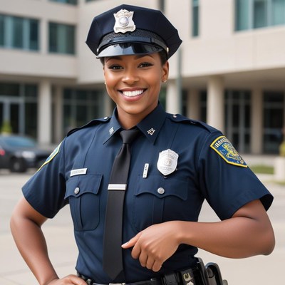 Smiling police officer in uniform