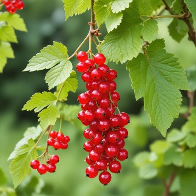 Fresh red currants on vine