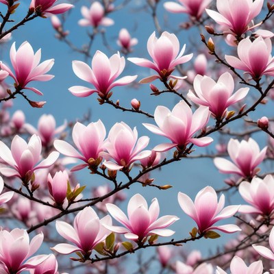 Magnificent magnolia blossoms in spring