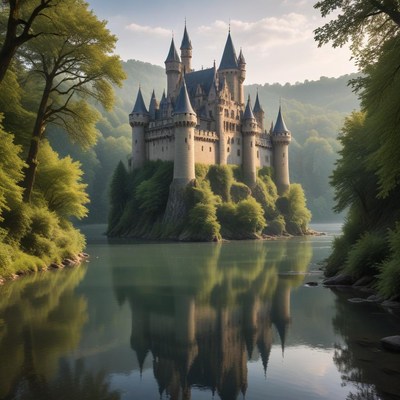 Majestic castle by the lake