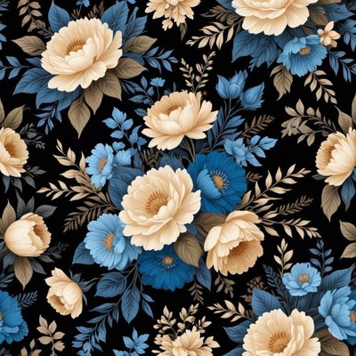 Beautiful floral pattern on black