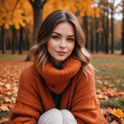 Woman enjoying autumn in a park