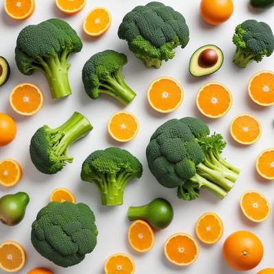 Fresh fruits and vegetables arrangement