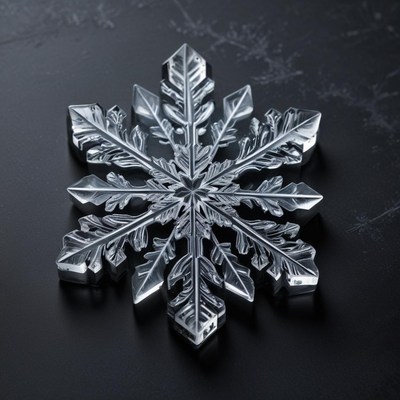 Beautiful clear snowflake design on dark surface