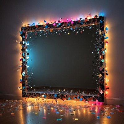 Colorful mirror with lights and reflections