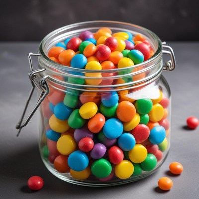 Colorful candy jar filled with treats