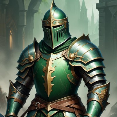 Knight in shining armor stands proudly