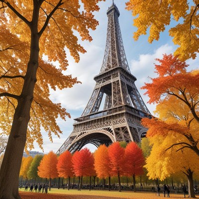 Autumn colors by the eiffel tower
