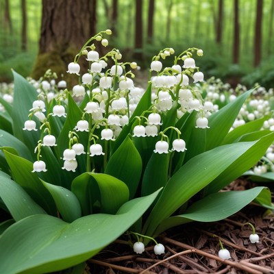 Lily of the valley blooms gracefully