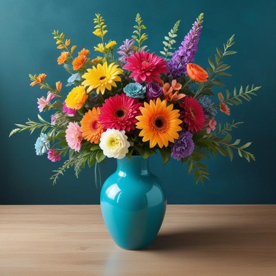 Colorful flower arrangement in vase