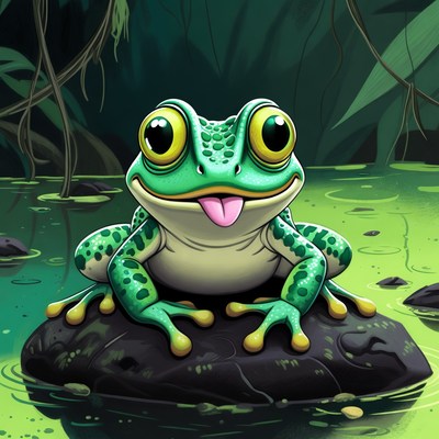 Cute frog sitting on a rock