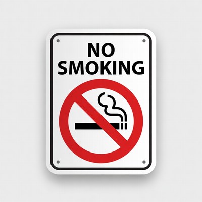 No smoking warning sign displayed