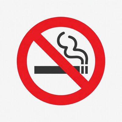 Smoking prohibition symbol in red circle