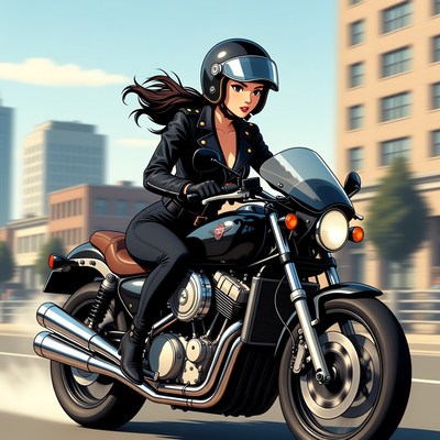 Stylish rider on a motorcycle