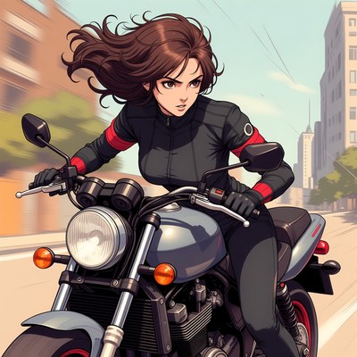 Motorcycle ride through the city street