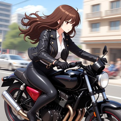 Biker woman cruising on a street