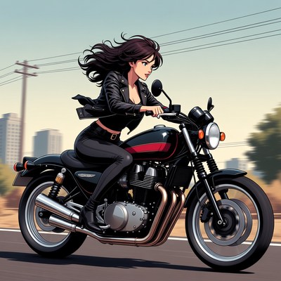 Riding a motorcycle on a highway