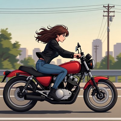 Riding a motorcycle through the city