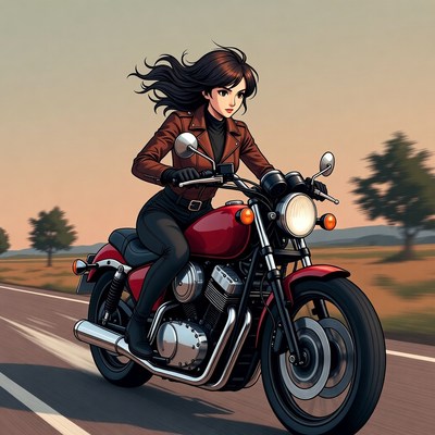 Rider on a sunset road