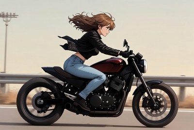 Motorcyclist on an open road