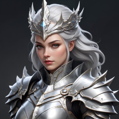 Silver-haired warrior in armor