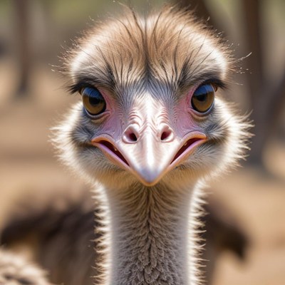 Close-up of an ostrich in nature