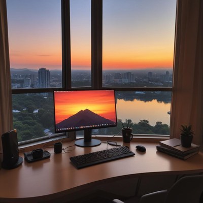 Sunset view from a modern office