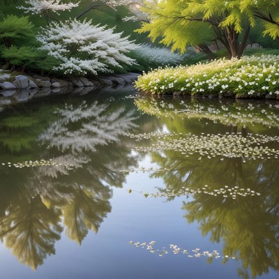 Serene reflections in a tranquil garden