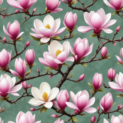Magnolia blossoms in spring beauty