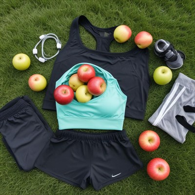 Fitness gear with fresh apples