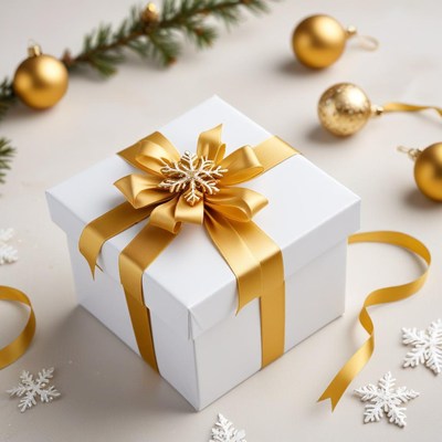 Elegant white gift box decorated for celebration