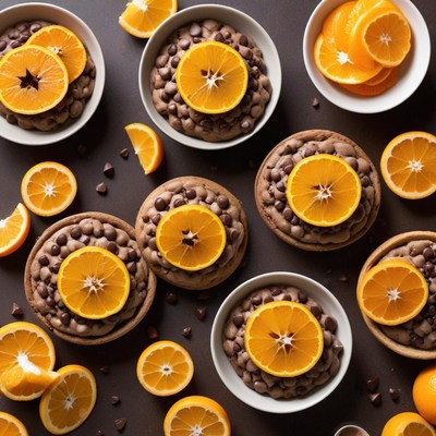 Chocolate cookies with orange slices
