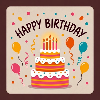 Colorful birthday cake celebration scene