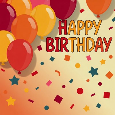 Bright birthday celebration with balloons